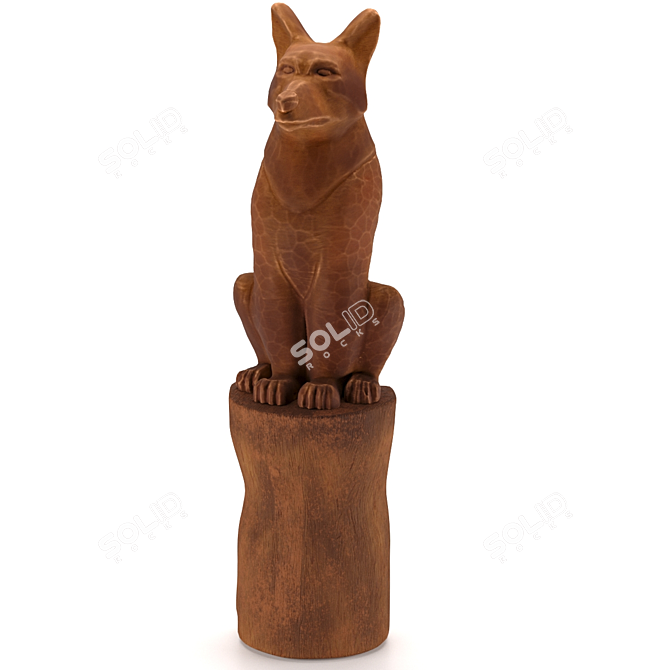  Majestic Wolf Garden Sculpture 3D model image 1