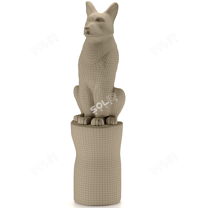  Majestic Wolf Garden Sculpture 3D model image 2