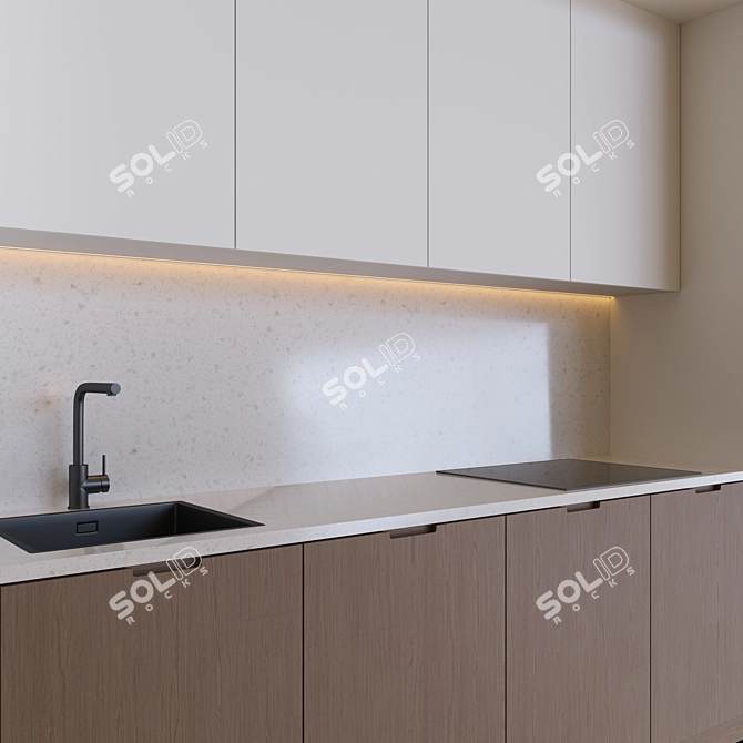Modern Kitchen with Customizable Elements 3D model image 2