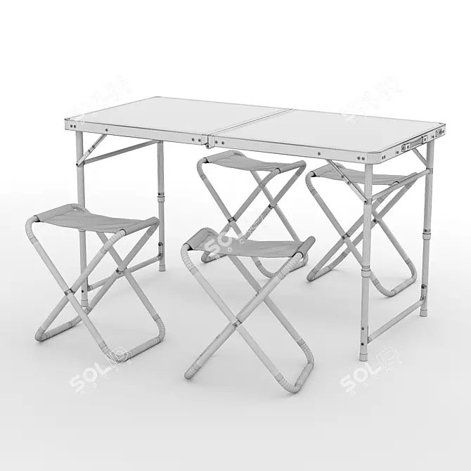 Portable Foldable Picnic Table: MOON CAMP Suitcase 3D model image 2