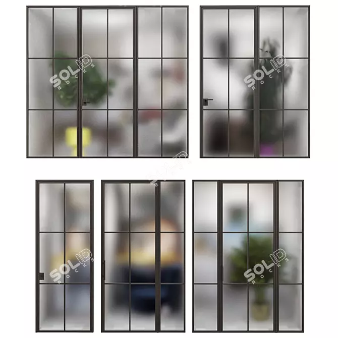 Elegant Glass Doors in Multiple Sizes 3D model image 1