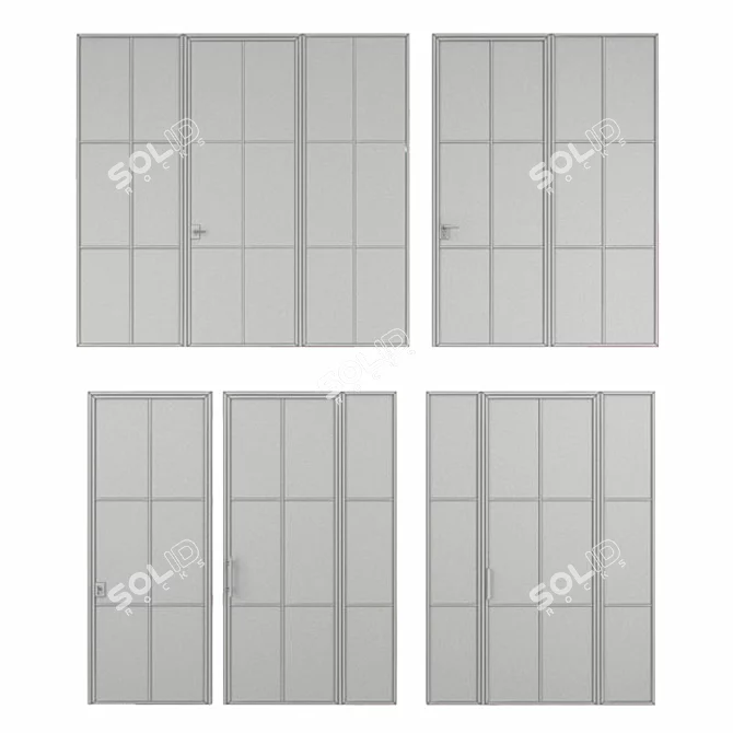 Elegant Glass Doors in Multiple Sizes 3D model image 6