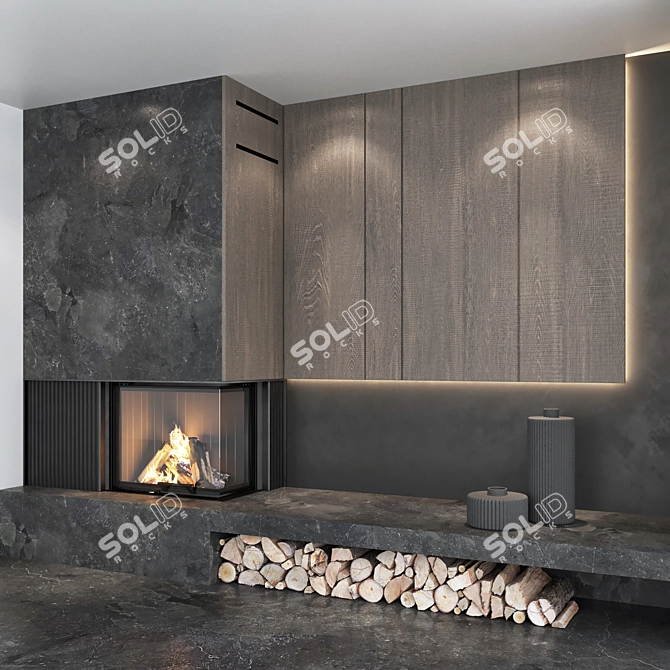 Impression Fireplace Wall Set 3D model image 5