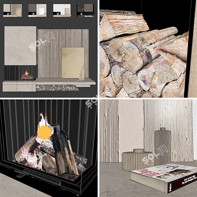 Impression Fireplace Wall Set 3D model image 2