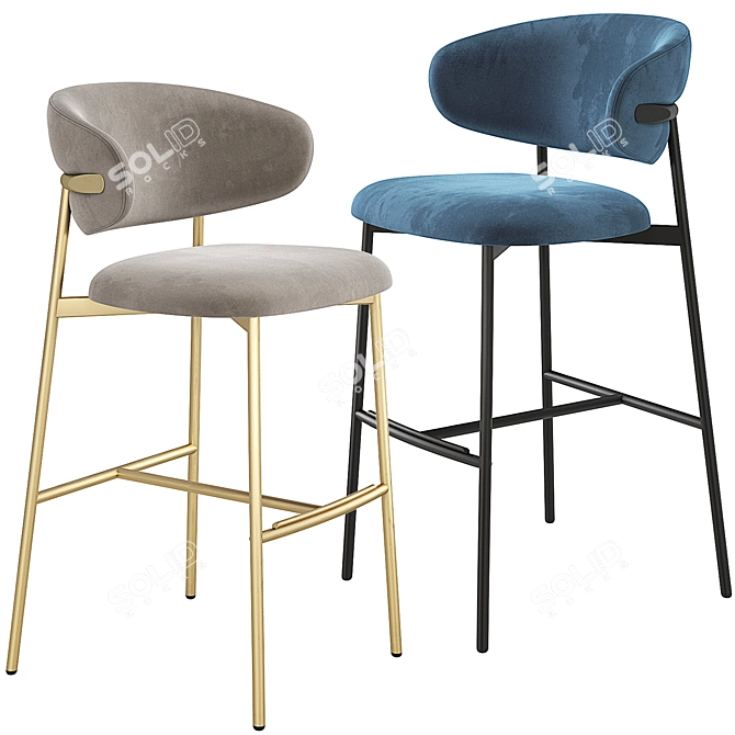 Sleek Calligaris Oleandro Bar Stool 3D model image 1