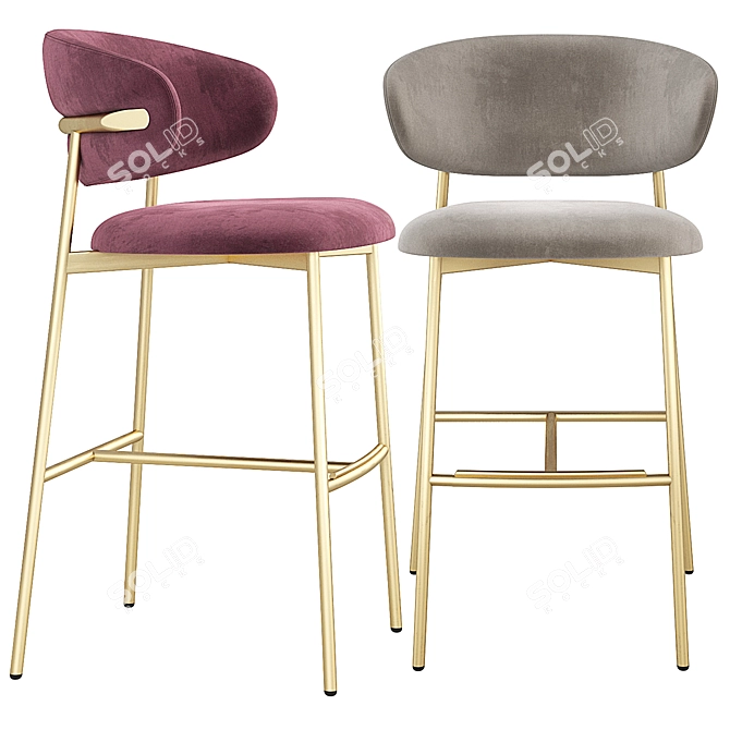 Sleek Calligaris Oleandro Bar Stool 3D model image 2