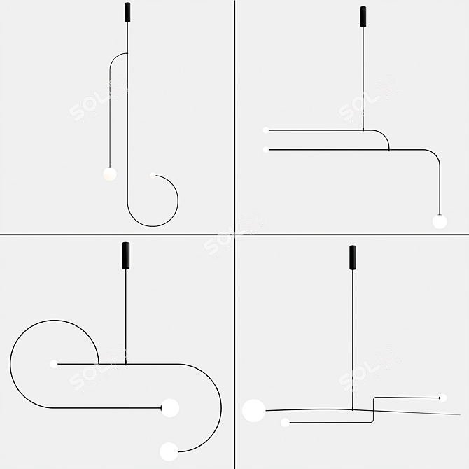 Elegant Black LED Pendant Light 3D model image 2