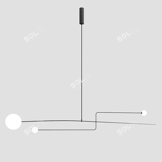 Elegant Black LED Pendant Light 3D model image 5