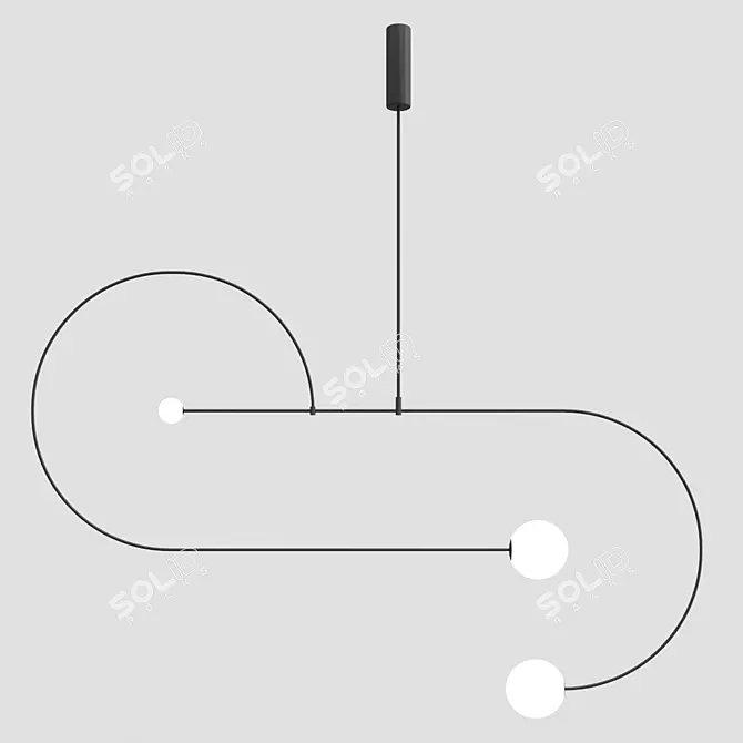 Elegant Black LED Pendant Light 3D model image 6