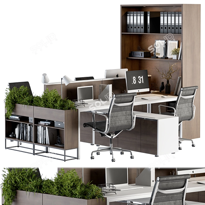 Sleek Office Furniture Set 3D model image 1