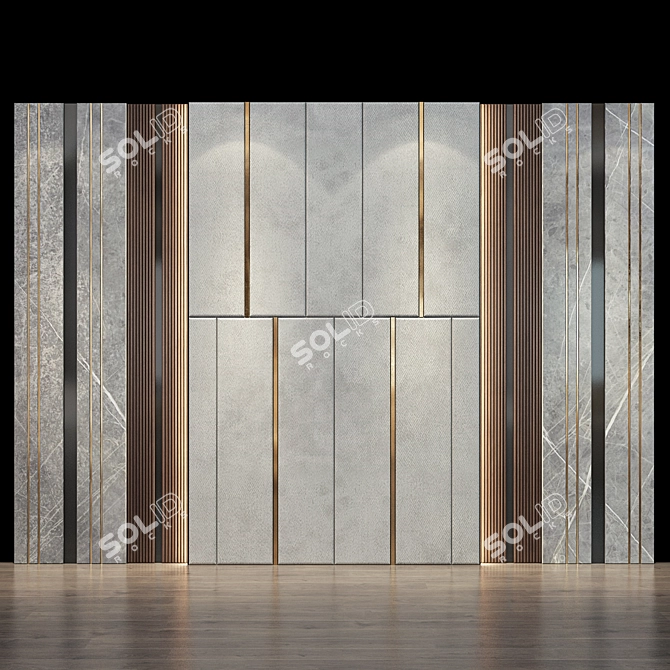 Stylish Wood Panel for Walls 3D model image 1