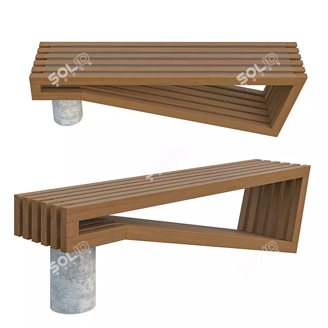 Convertible Edit Poly Bench 3D model image 1