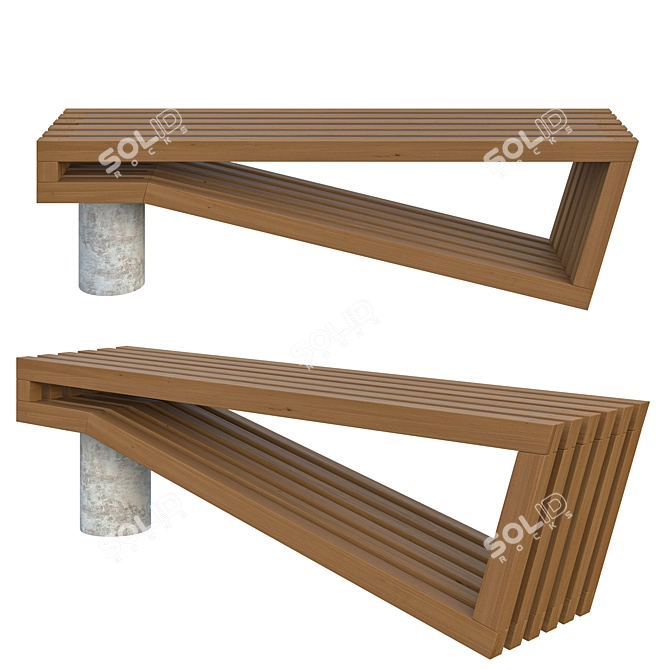 Convertible Edit Poly Bench 3D model image 2