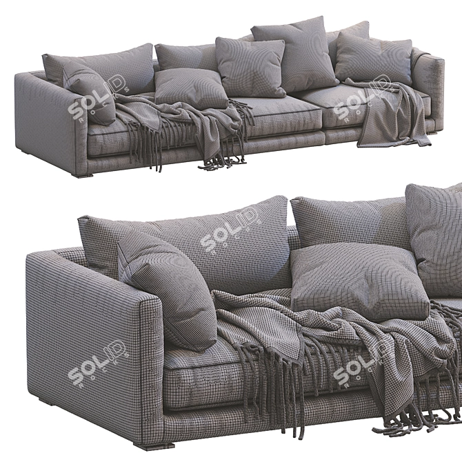 Elegant Poliform Bristol 2 Leather Sofa 3D model image 5