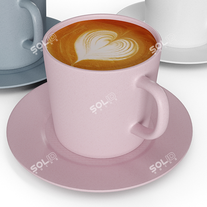 Artistic Cappuccino Mug: Detailed 3D Model 3D model image 4