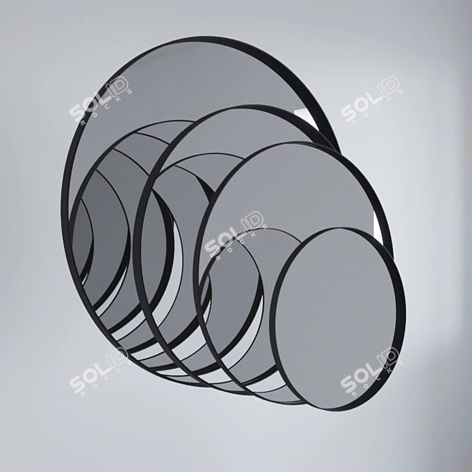 Modern Round Mirror - Elegant and Simple 3D model image 1