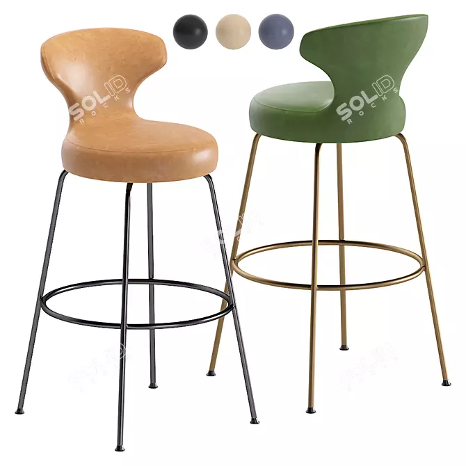 B&B Italia Papilio Leather High Stool 3D model image 1