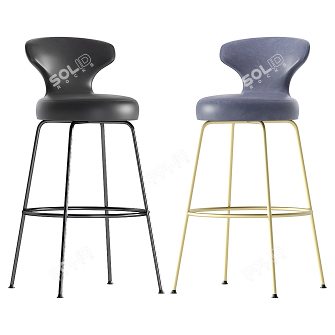 B&B Italia Papilio Leather High Stool 3D model image 2