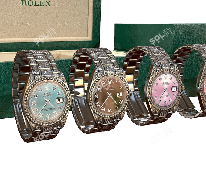 Luxury Rolex Datejust II Diamond Watch 3D model image 6