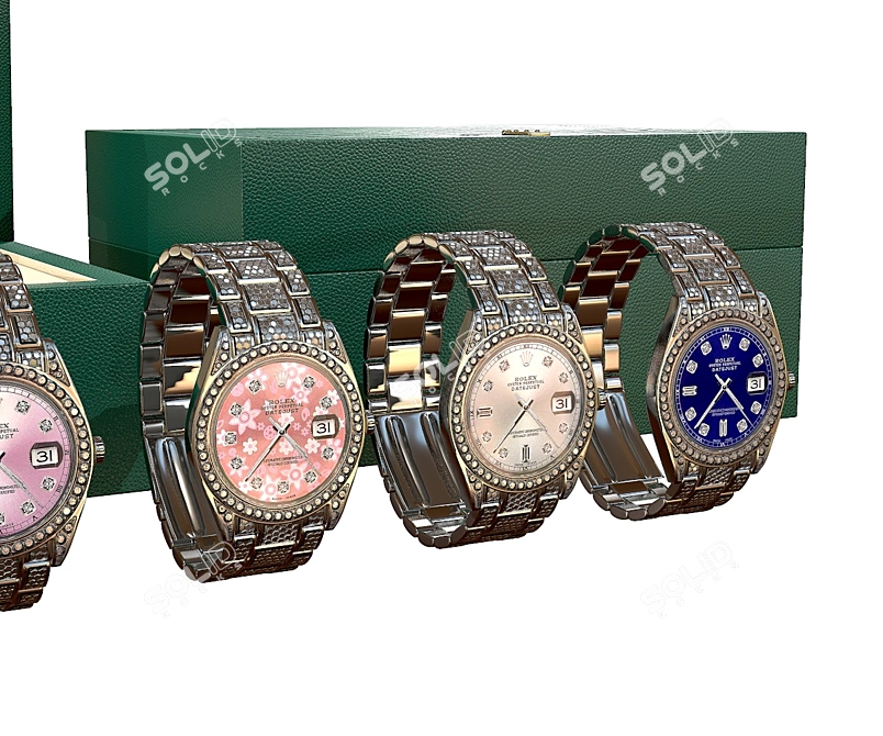 Luxury Rolex Datejust II Diamond Watch 3D model image 7