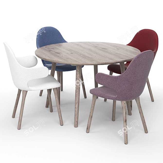 Modern Dining Table Set 3D model image 1