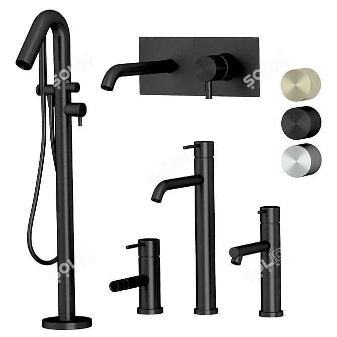 Ritmonio Set: Elegant Stainless Steel Bath Fixtures 3D model image 2