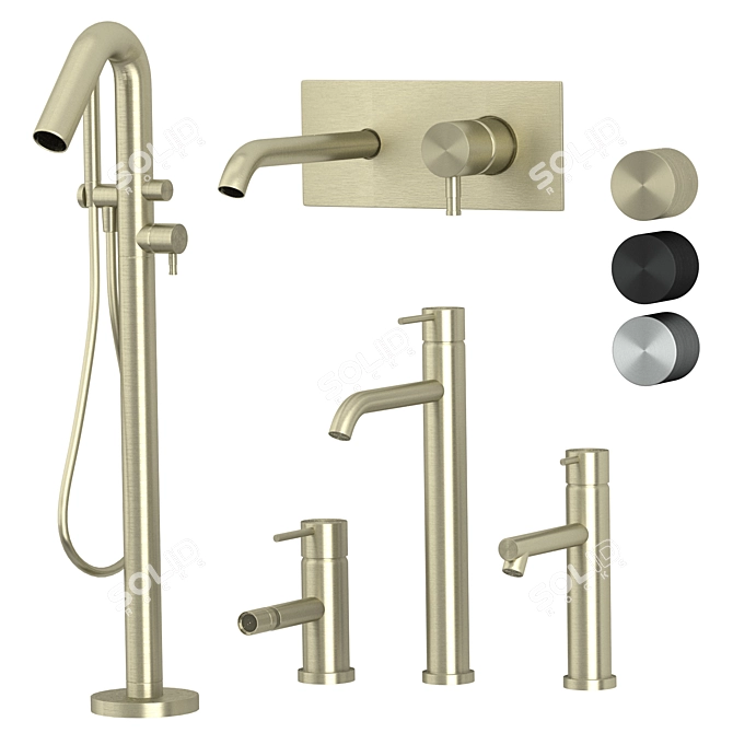 Ritmonio Set: Elegant Stainless Steel Bath Fixtures 3D model image 3
