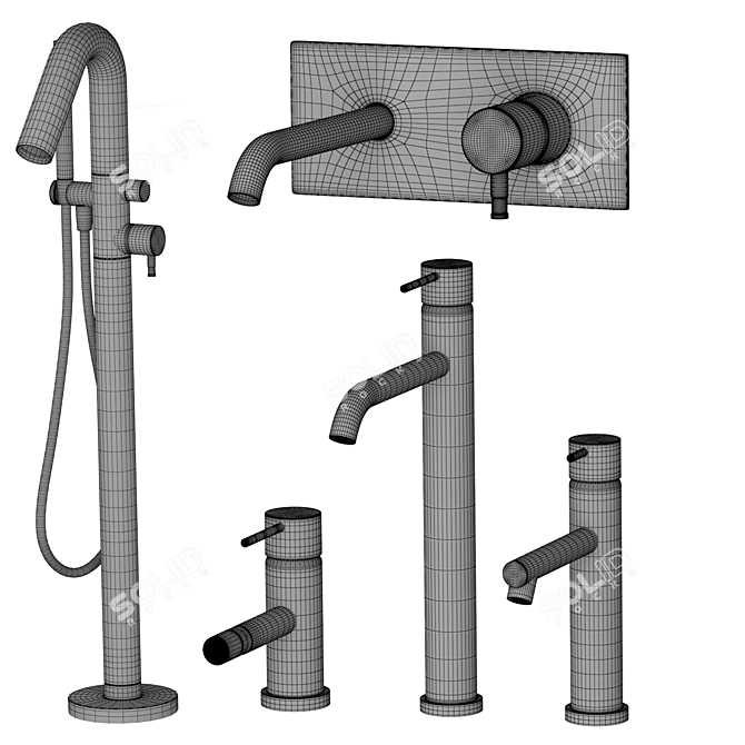 Ritmonio Set: Elegant Stainless Steel Bath Fixtures 3D model image 4