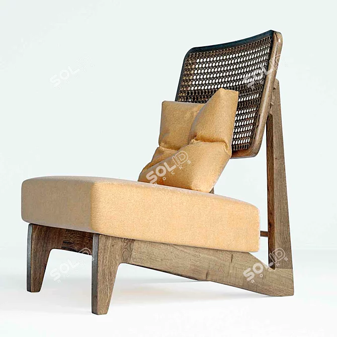 Elegant Rattan Chair 3D model image 10