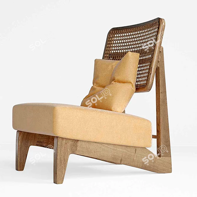 Elegant Rattan Chair 3D model image 11