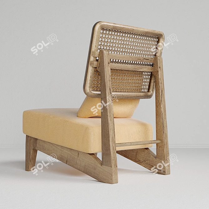 Elegant Rattan Chair 3D model image 13