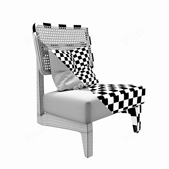 Elegant Rattan Chair 3D model image 14