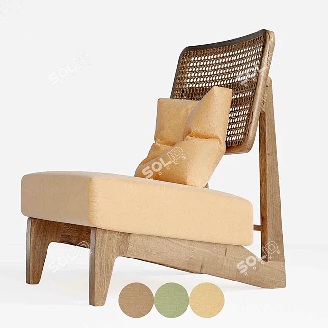 Elegant Rattan Chair 3D model image 15