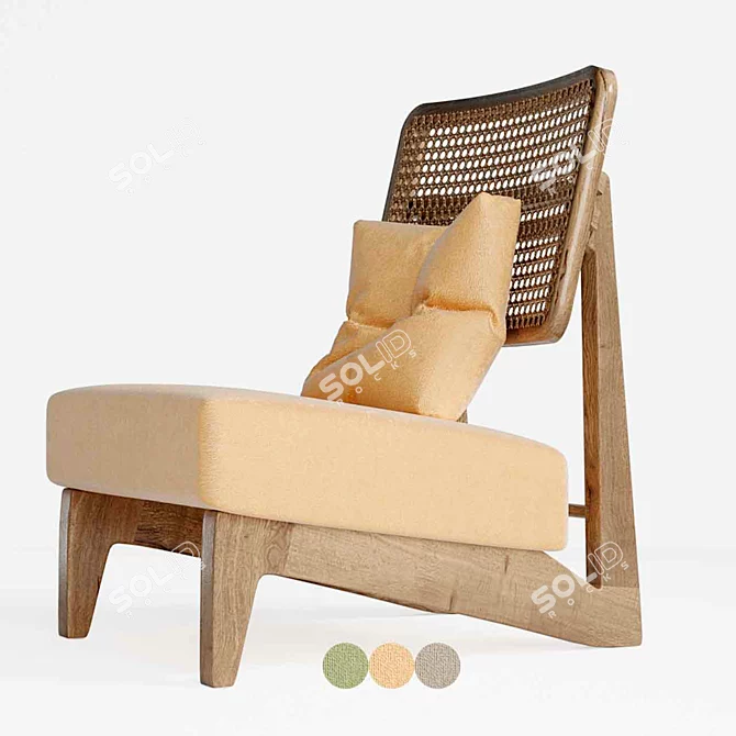 Elegant Rattan Chair 3D model image 16