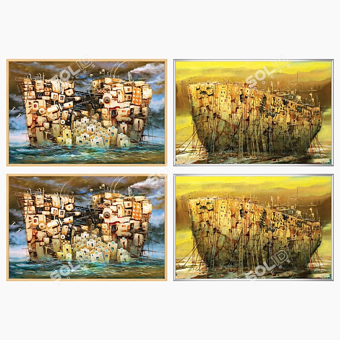 Modern Wall Art Set with Multiple Frames 3D model image 3