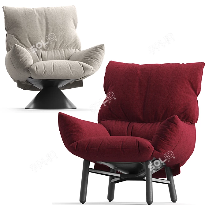 Contemporary Chic LUD'O Lounge Armchair 3D model image 4