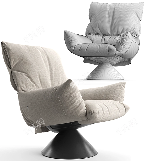 Contemporary Chic LUD'O Lounge Armchair 3D model image 7