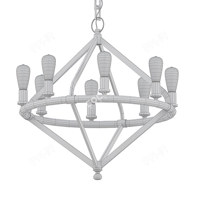 Archer Nickel Chandelier: Elegant Lighting 3D model image 2