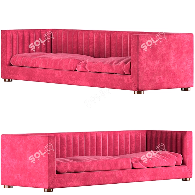 Sleek Red Modern Sofa 3D model image 2