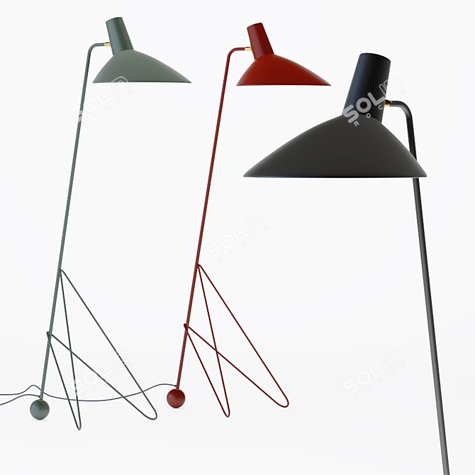 Modern Tripod Floor Lamp 3D model image 1