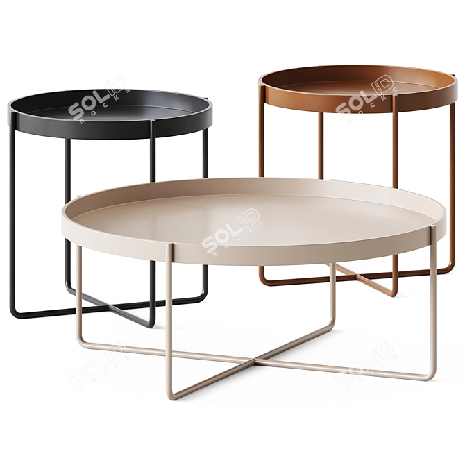 Gaultier Round Coffee Tables - Sleek and Stylish 3D model image 1