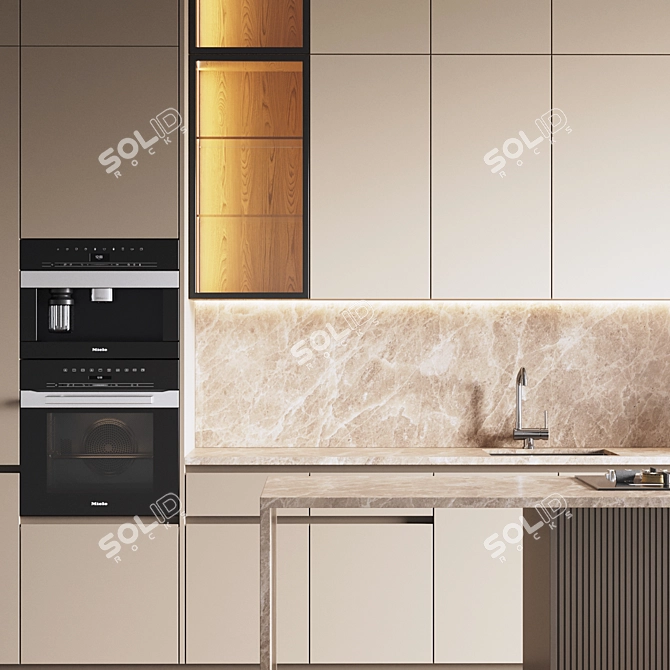 Modern Kitchen Set: Gas Hob, Oven, Coffee Machine, Sink, Hood 3D model image 4