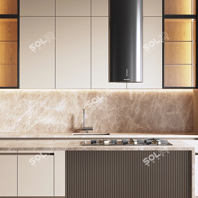 Modern Kitchen Set: Gas Hob, Oven, Coffee Machine, Sink, Hood 3D model image 5