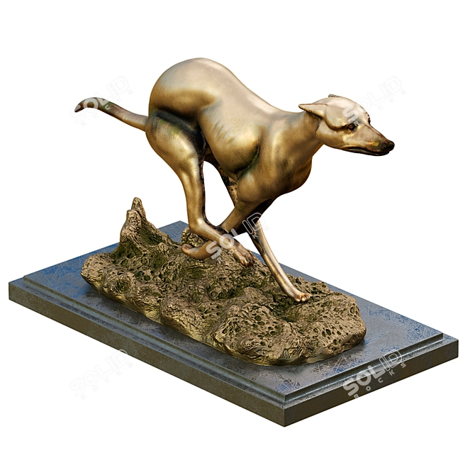 Elegant Art Deco Greyhound Whippet Statue 3D model image 4