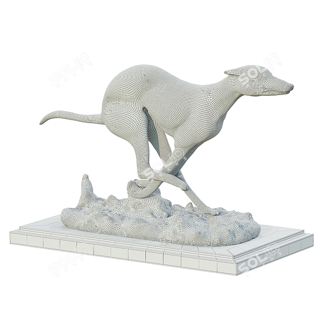 Elegant Art Deco Greyhound Whippet Statue 3D model image 5