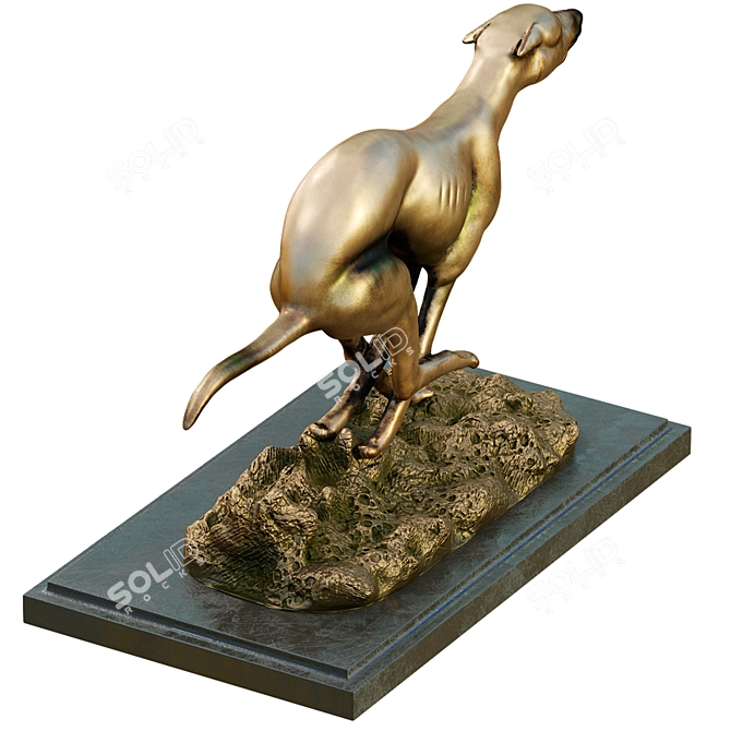 Elegant Art Deco Greyhound Whippet Statue 3D model image 7