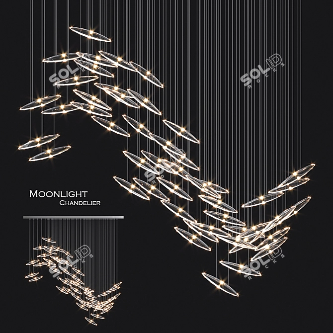 Elegant Night Cascade Chandelier 3D model image 1