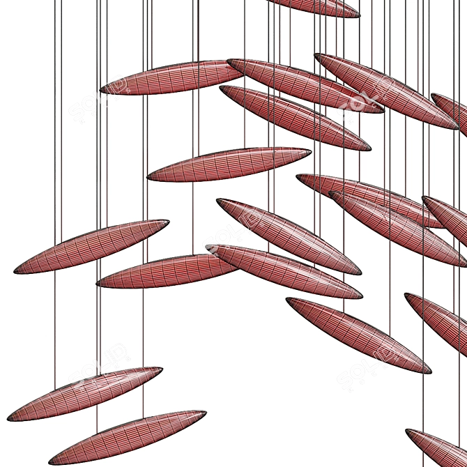 Elegant Night Cascade Chandelier 3D model image 7