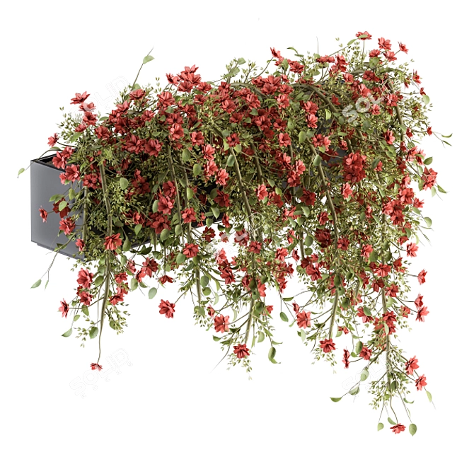 Cascade Blooms Hanging Plant Set 3D model image 1