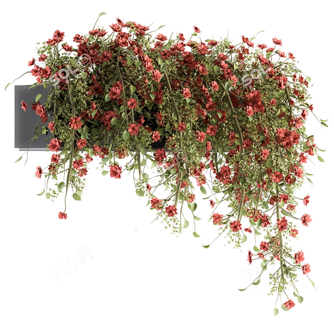 Cascade Blooms Hanging Plant Set 3D model image 2